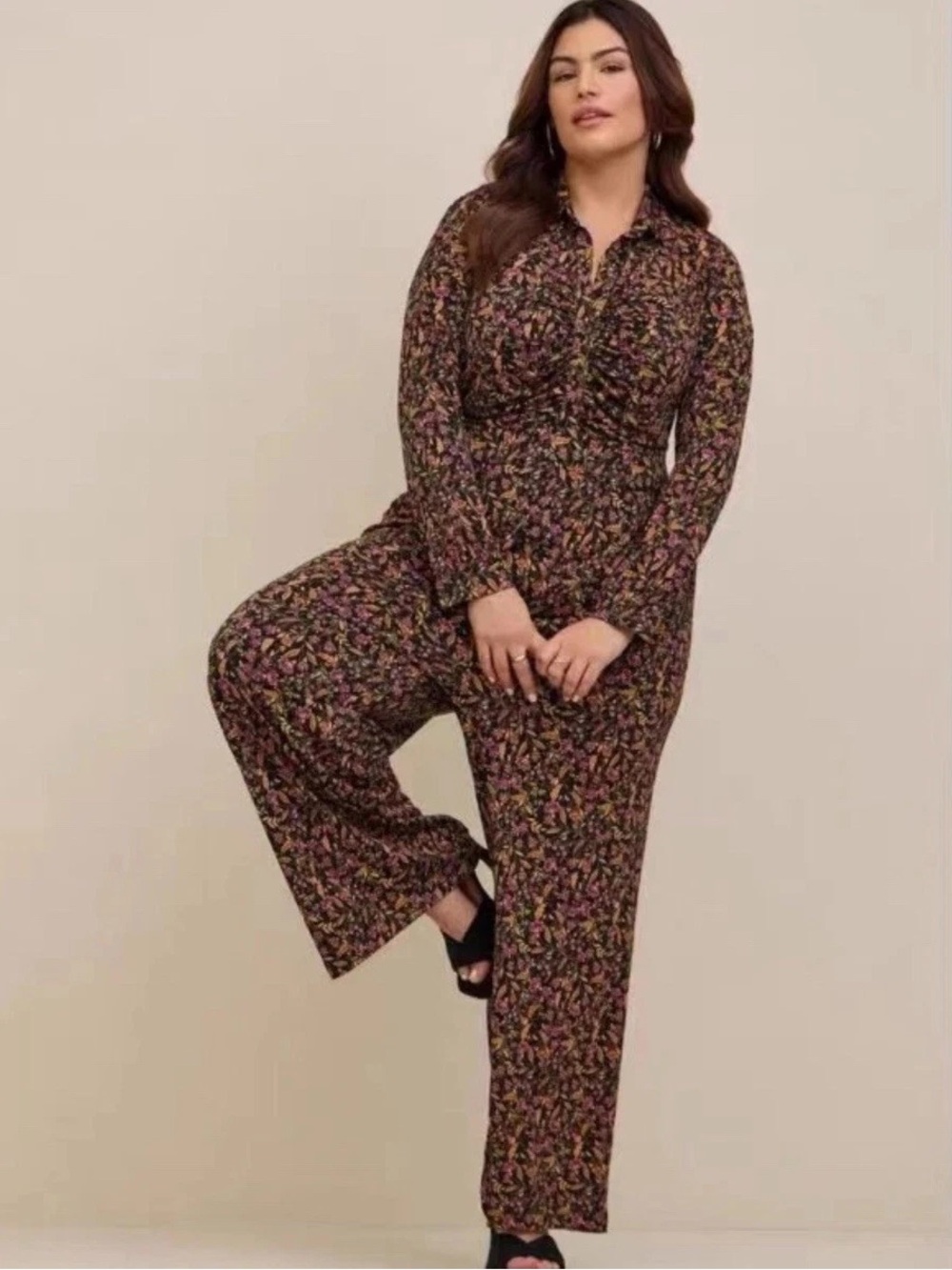 NWT TORRID Studio Knit Floral Wide Leg Jumpsuit
